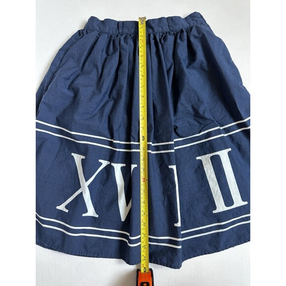 Modcloth Circle Skirt Roman Numeral Full Navy Women’s Size Small Cotton Zip - Picture 8 of 10